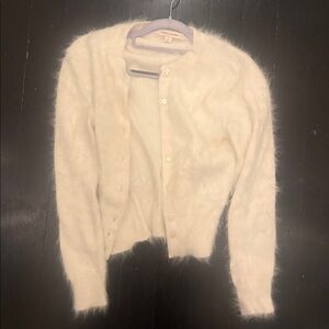 Marc Jacobs Cream Fuzzy Button Cardigan
